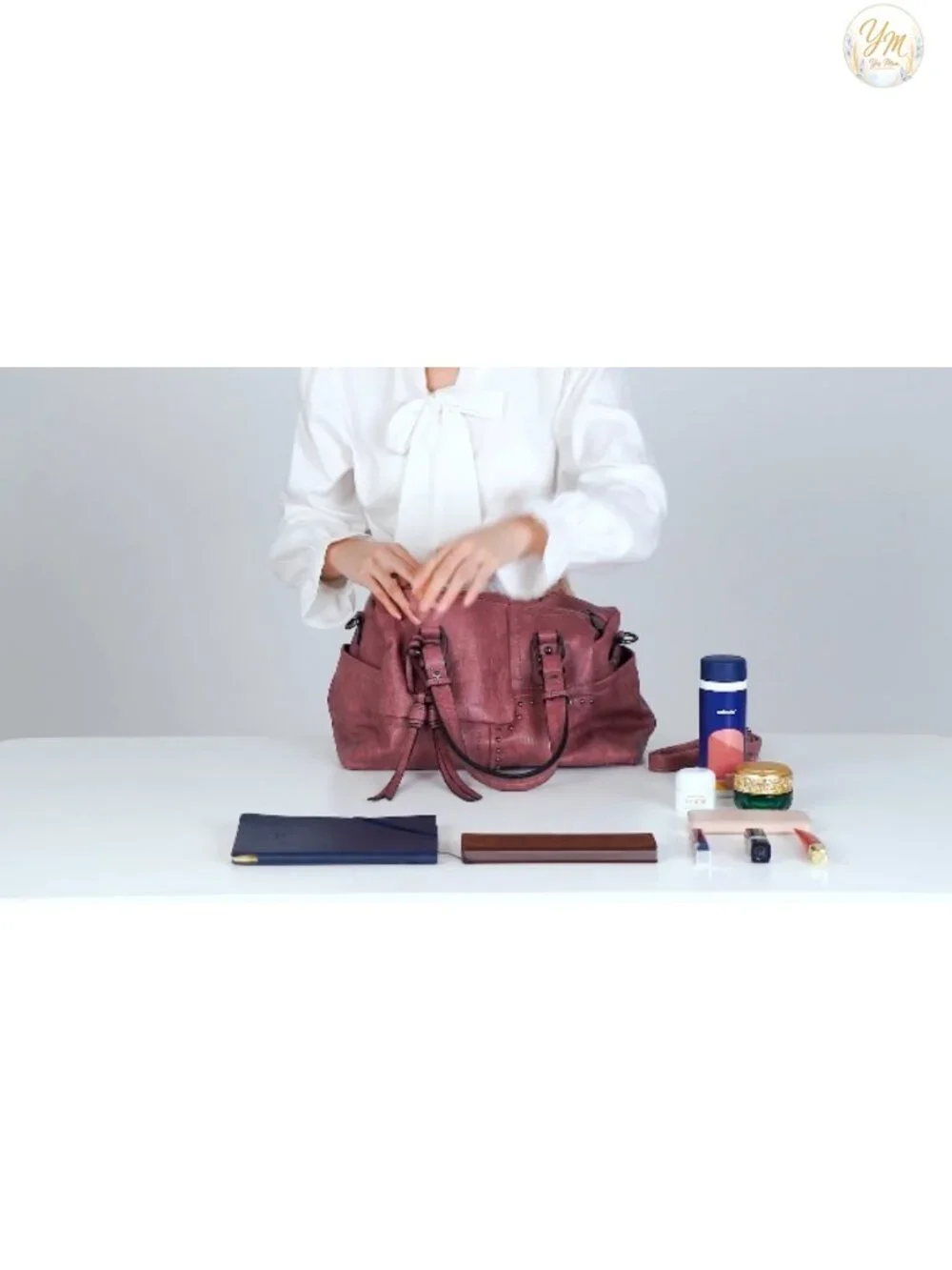 Soft Vegan Leather Barrel Satchel Handbag - Top Handle Shoulder Purse